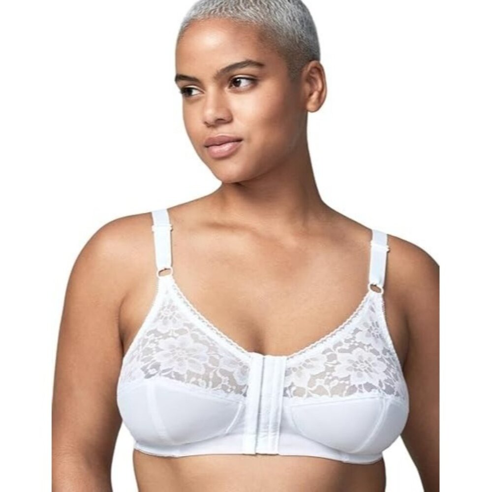 Wonderbra W0906 Front Closure Wire-Free Bra Women's White Plus Size 46DD NWOT